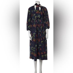 Ulla Johnson Tie V-neck Floral Midi Dress